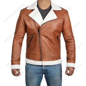 Clemon Brown Leather Mens Real Shearling Jacket