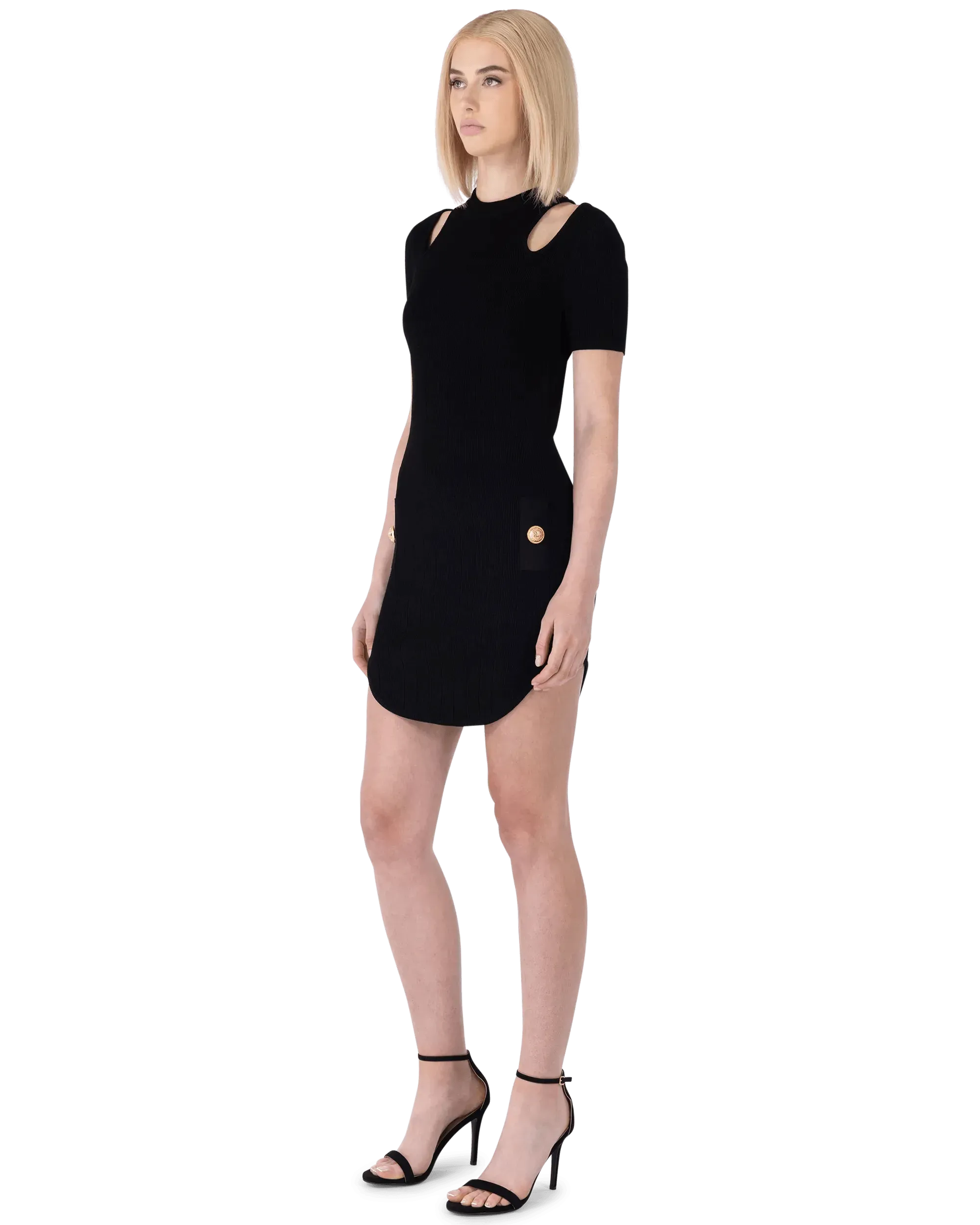 Cold Shoulder Knitted Mini Dress