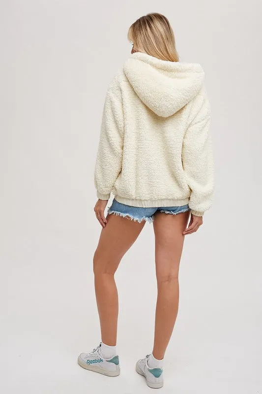 Cream Sherpa Hoodie Pullover