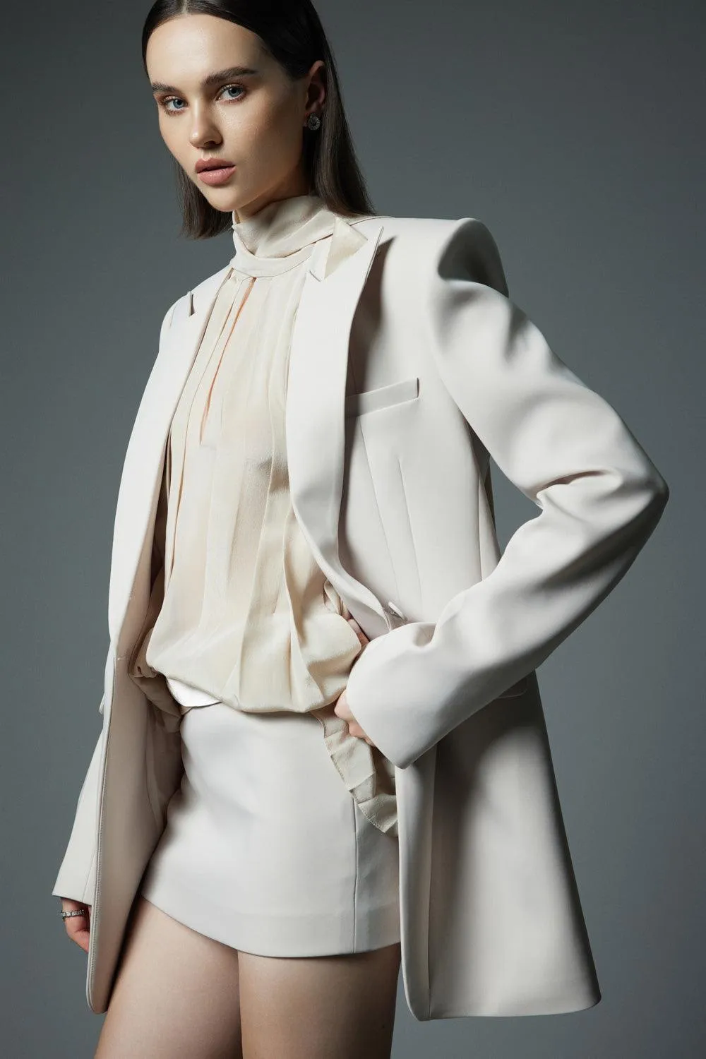Crescent Straight Long Sleeved Polycotton Blazer