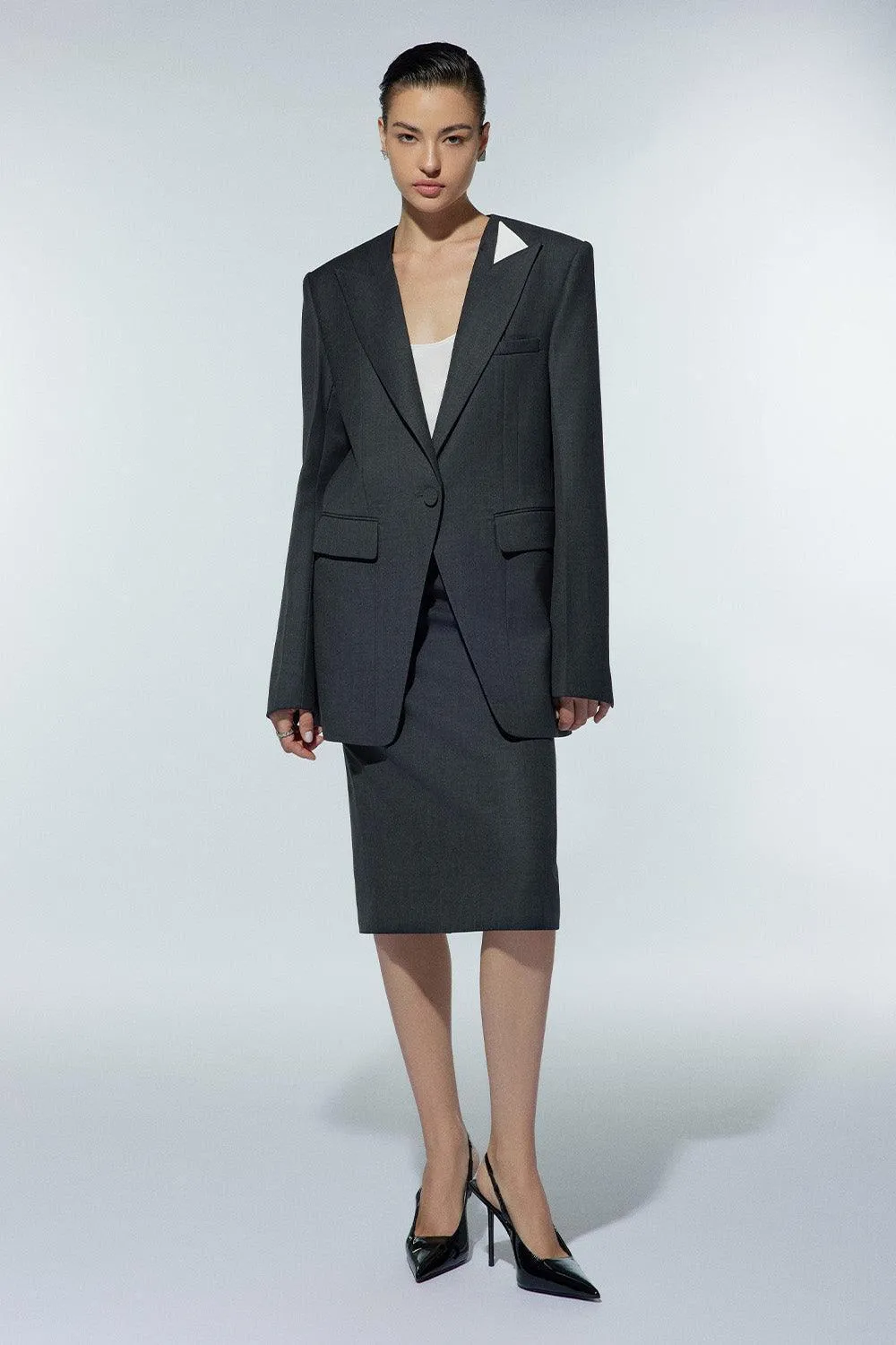 Crescent Straight Long Sleeved Polycotton Blazer