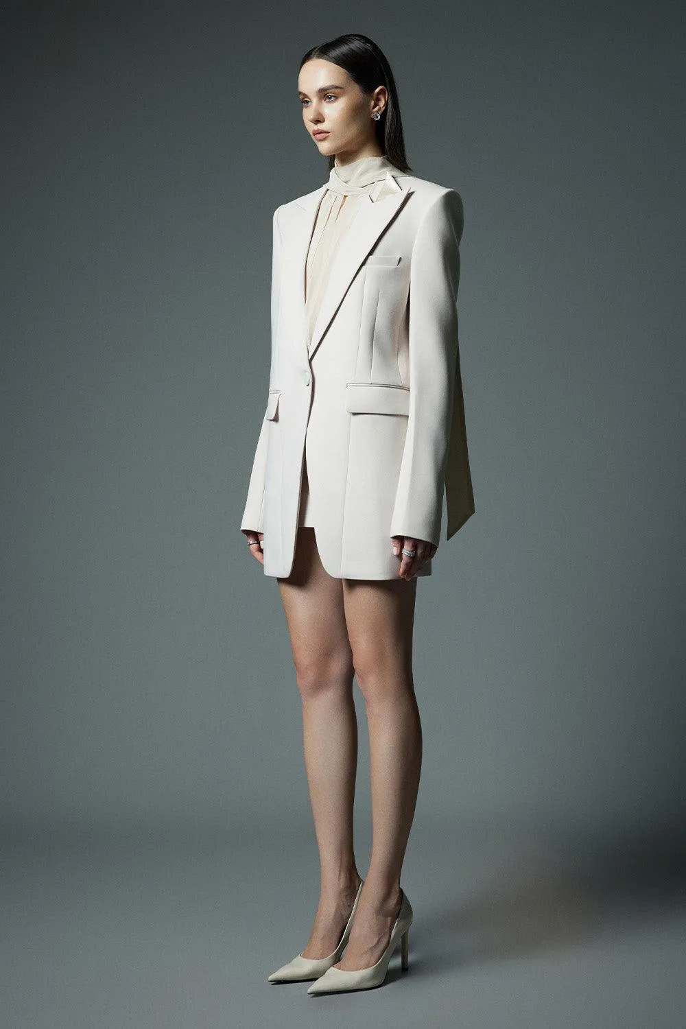 Crescent Straight Long Sleeved Polycotton Blazer