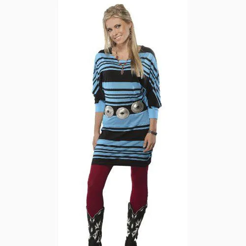 Cruel Girl Women's Turquoise and Black Stripe Dress