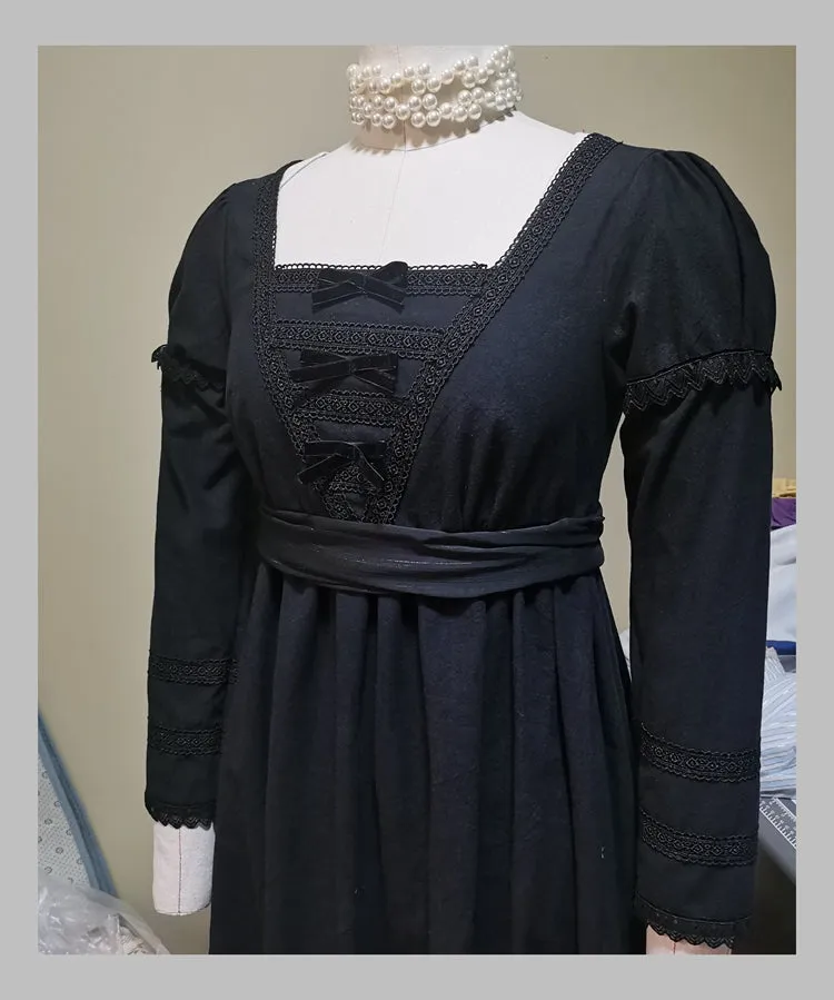 Custom Made Cotton Long Sleeves Regency Dress
