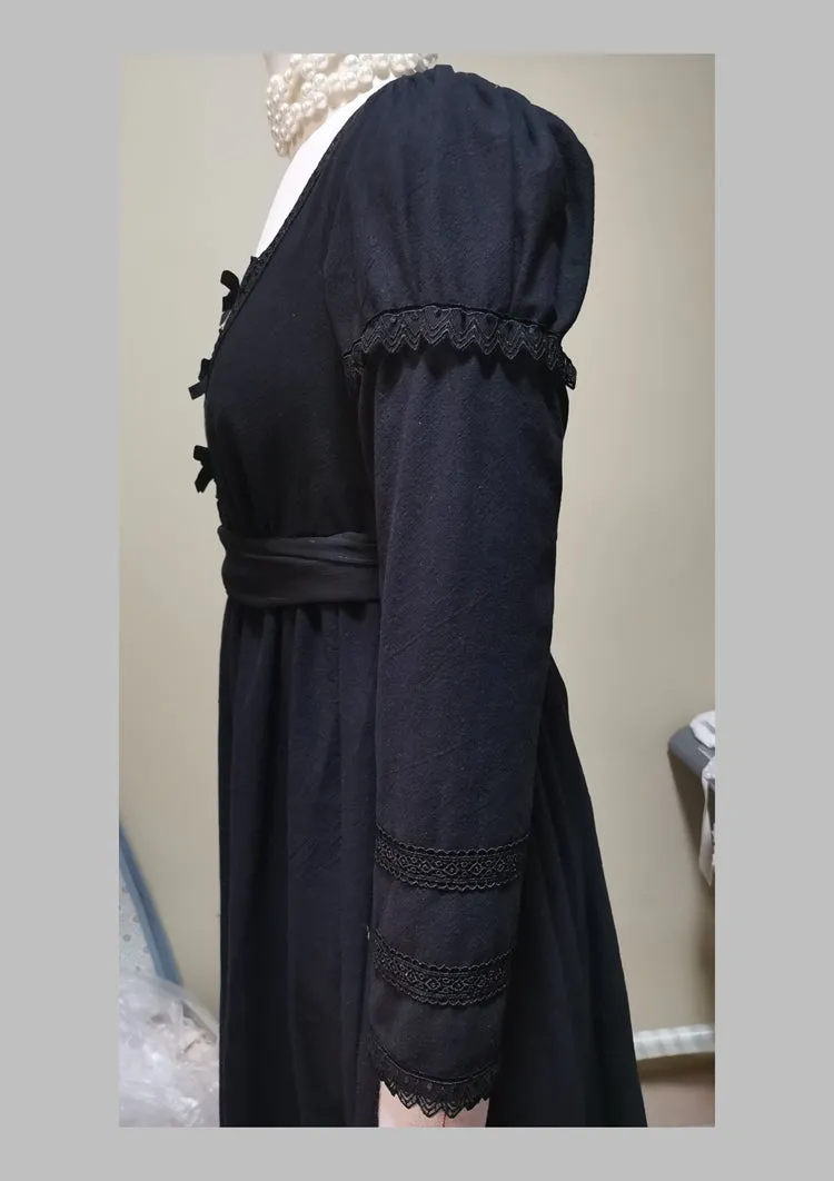 Custom Made Cotton Long Sleeves Regency Dress