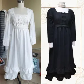 Custom Made Cotton Long Sleeves Regency Dress