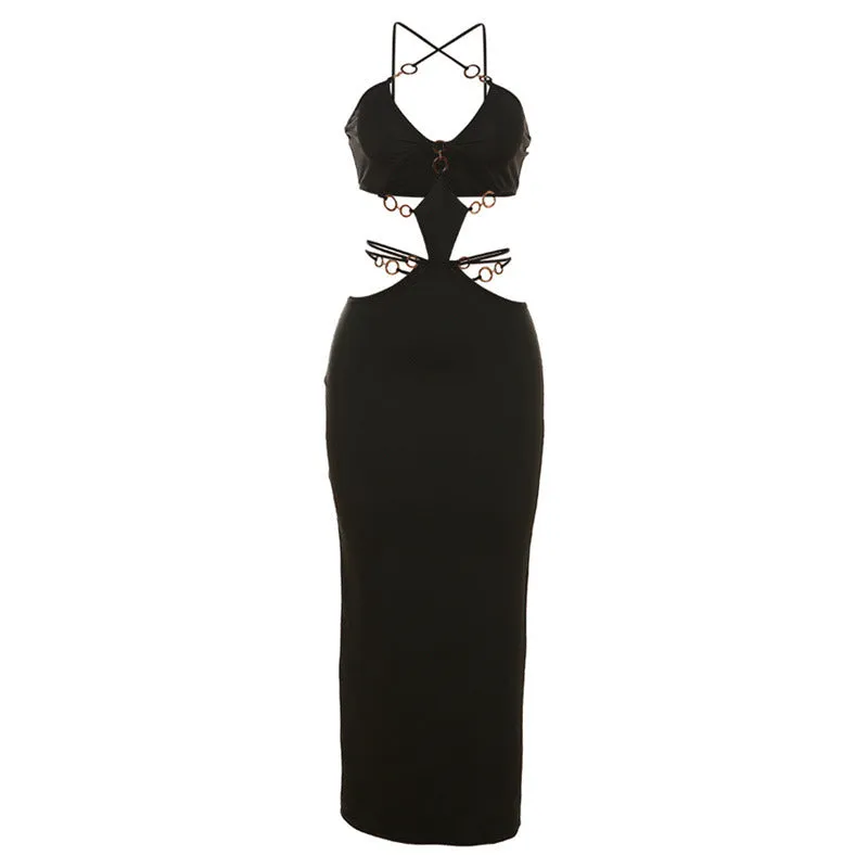 Cut Out Tie Backless Cami Bodycon Dress