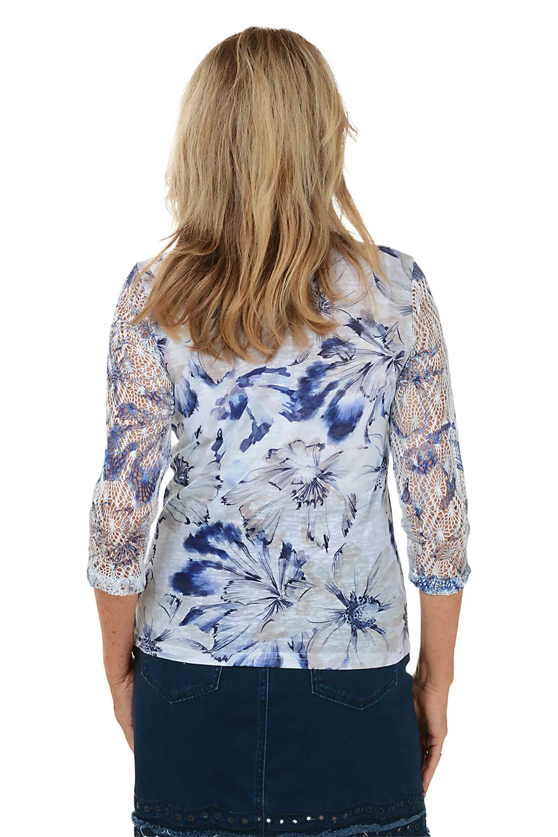 Daisy Lace Sleeve Knit Top