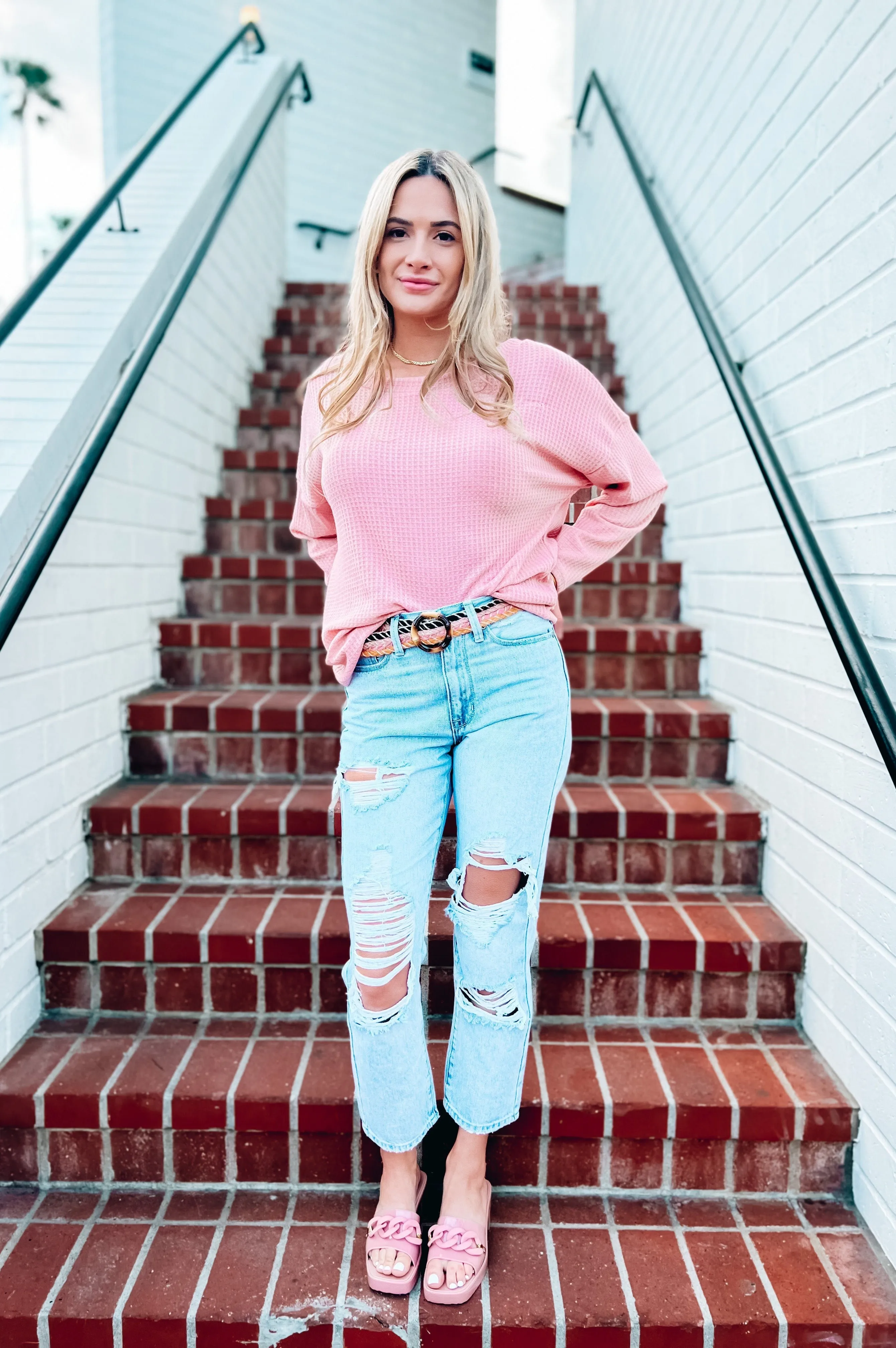 Delightful Waffle Knit Top