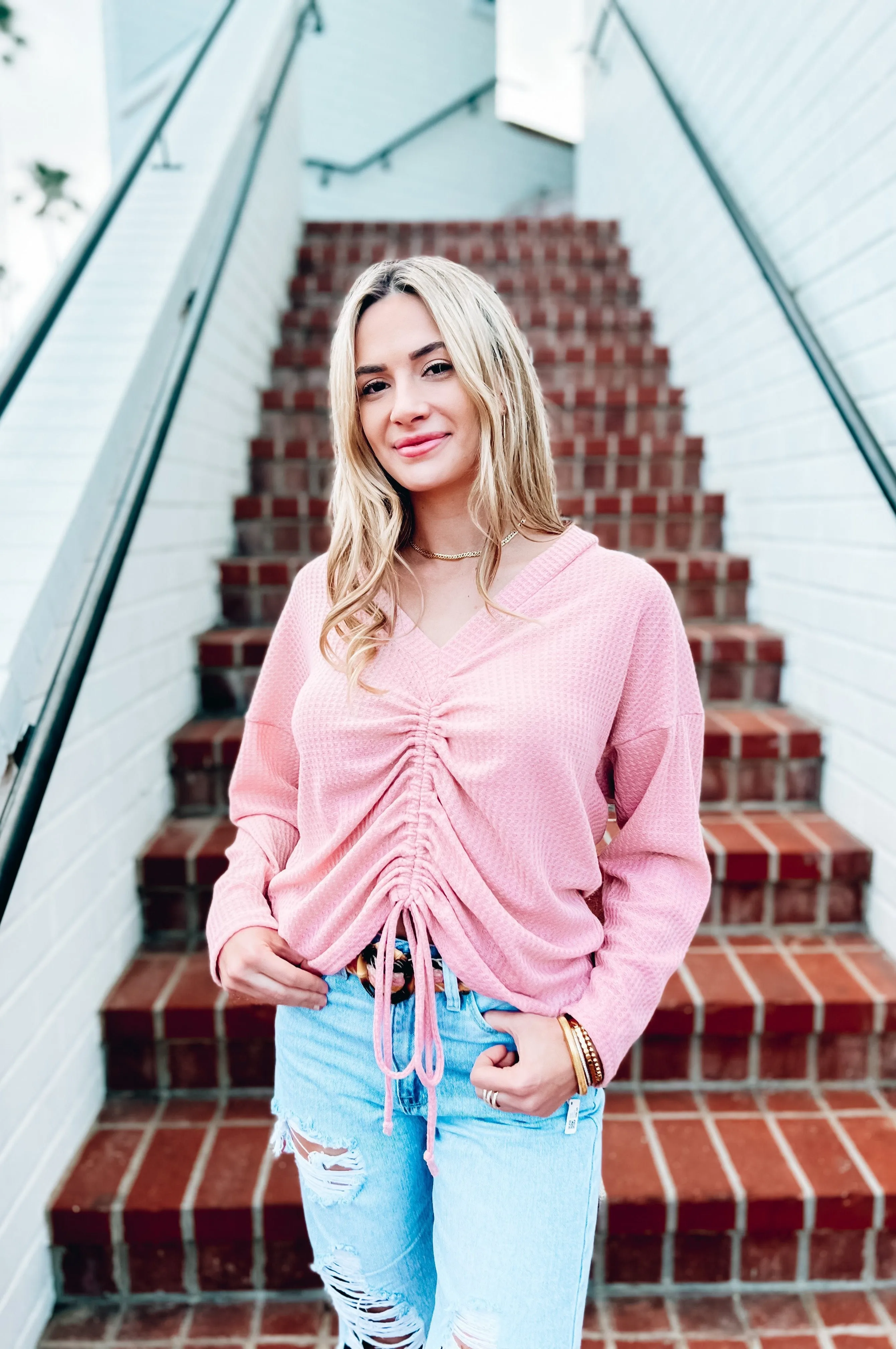 Delightful Waffle Knit Top