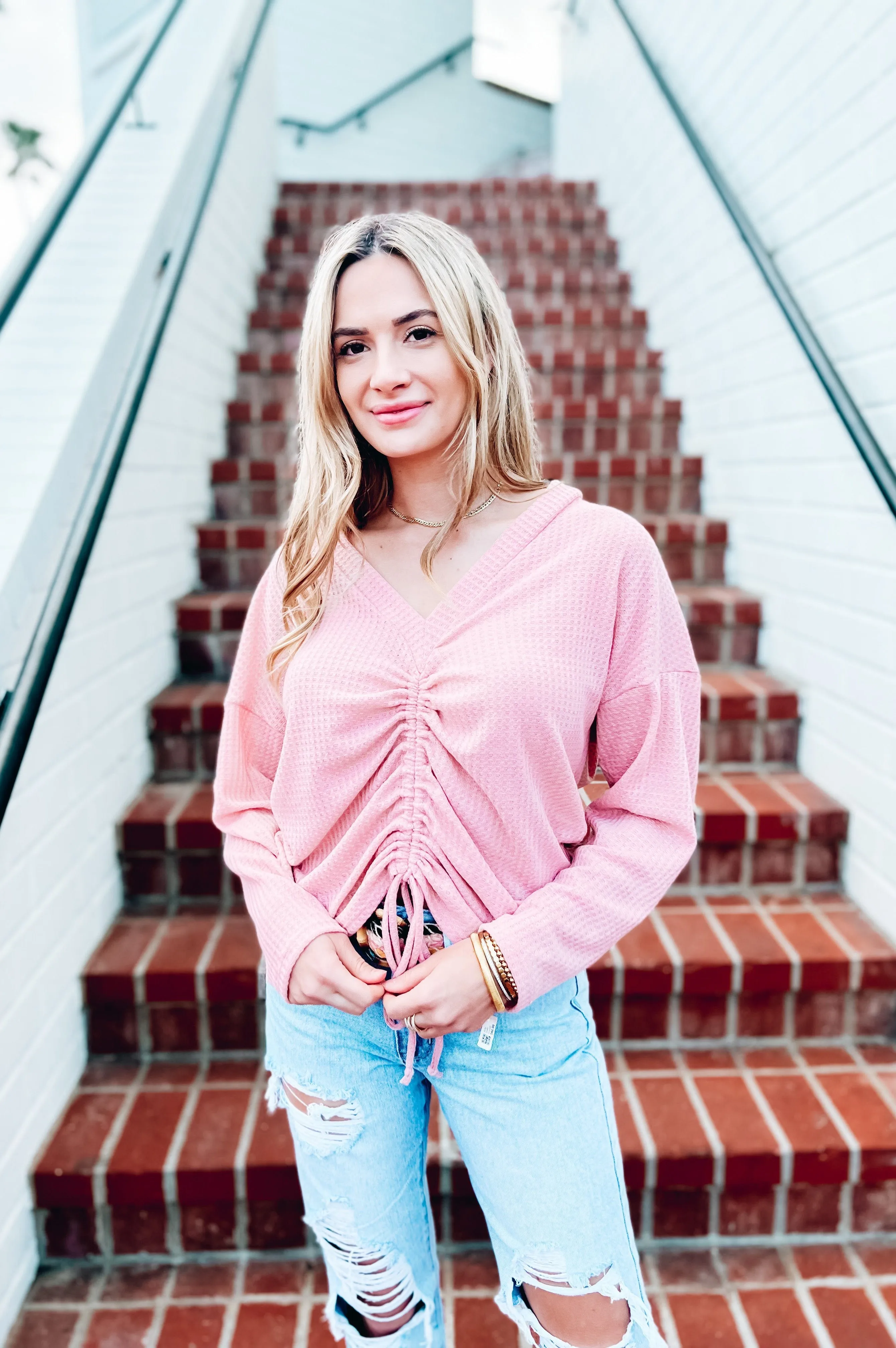 Delightful Waffle Knit Top