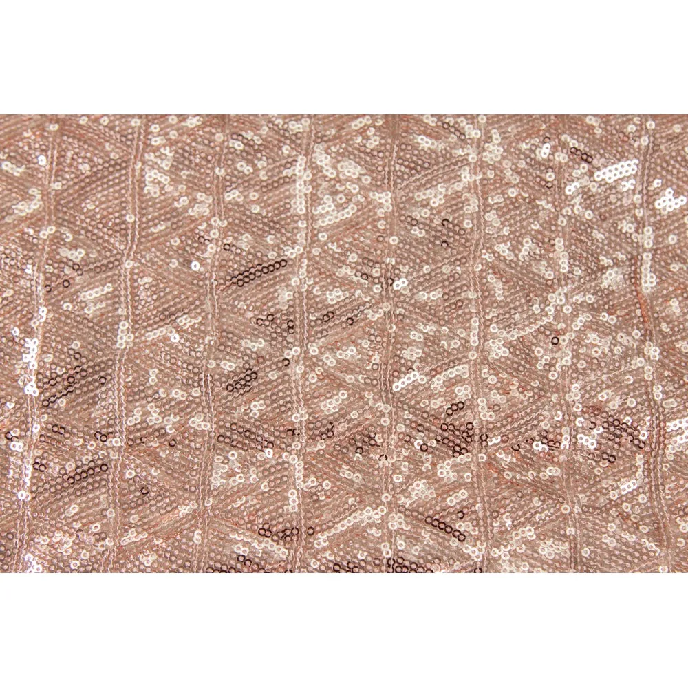 Diamond Glitz Sequin Table Overlay Topper 85"x85" square - Blush/Rose Gold