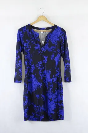 Diane Von Furstenberg Black And Blue Floral Dress (AU 8)