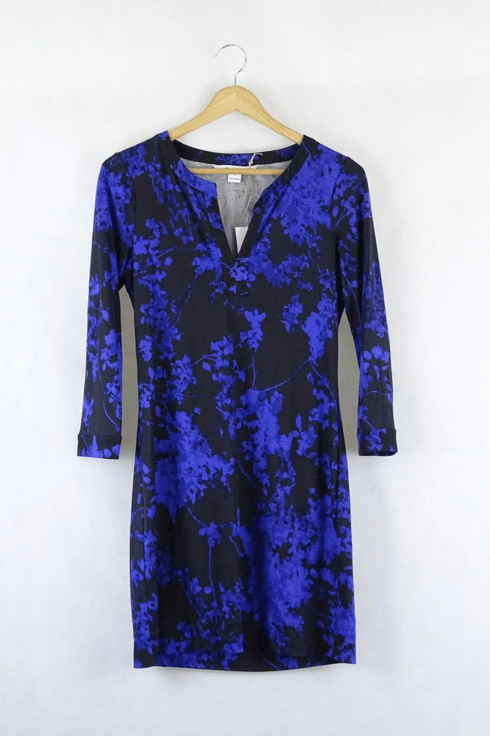 Diane Von Furstenberg Black And Blue Floral Dress (AU 8)
