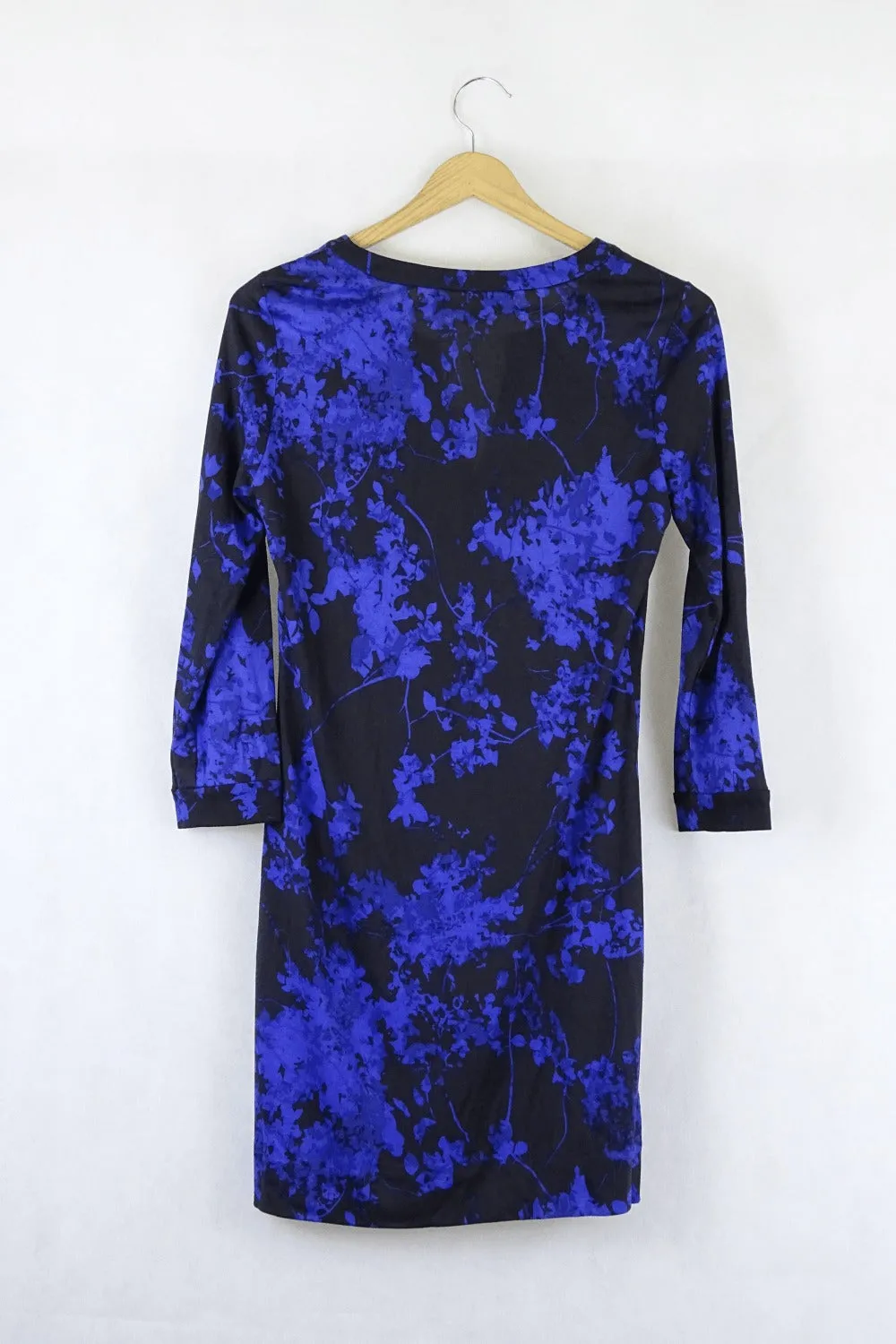 Diane Von Furstenberg Black And Blue Floral Dress (AU 8)