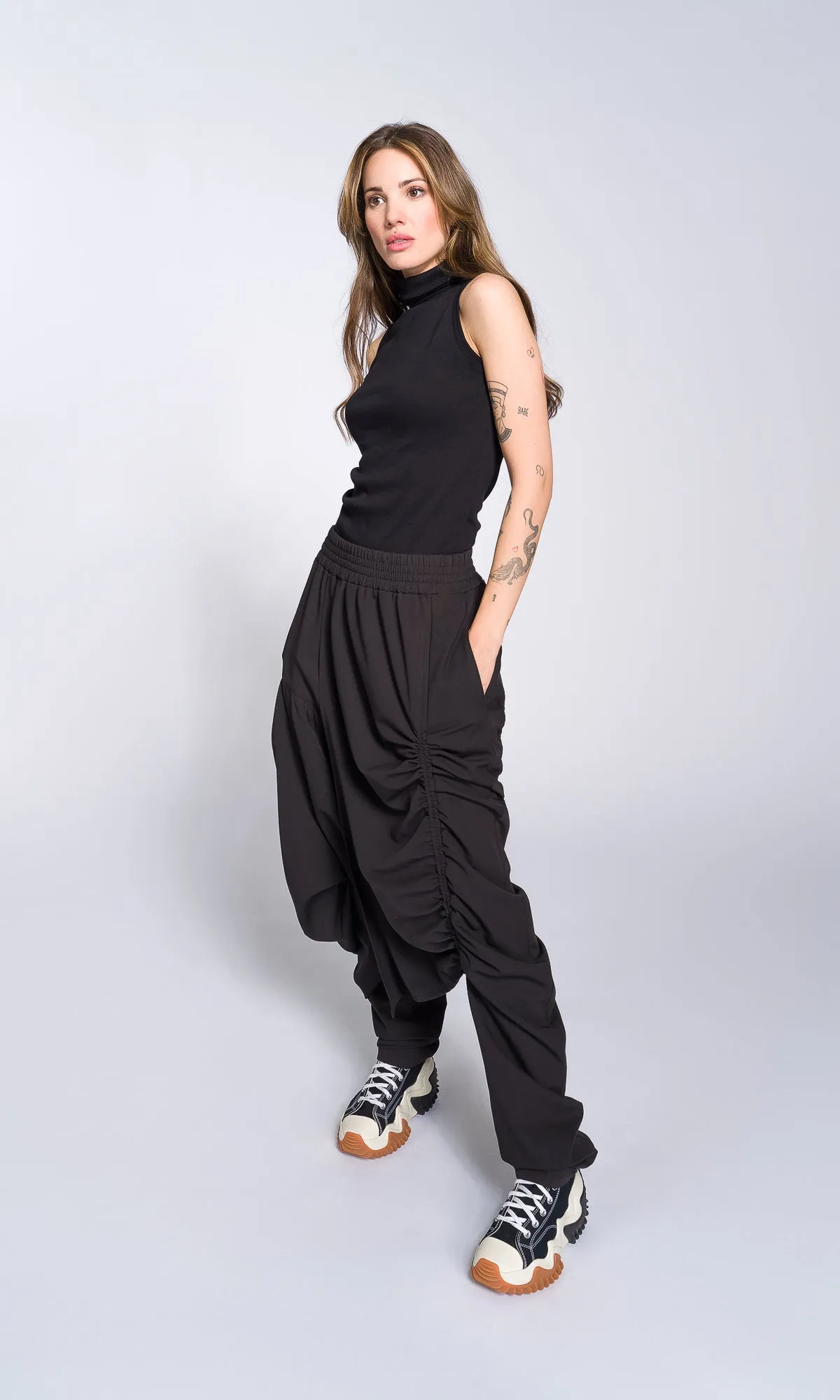 Draped Drop Crotch Pants