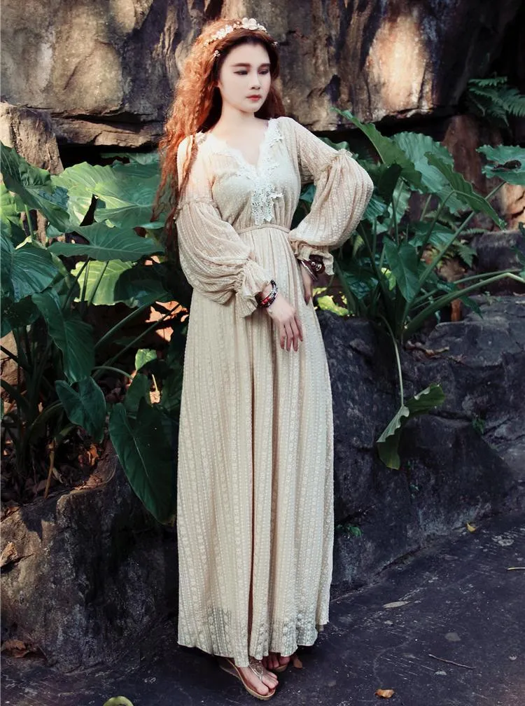 Dreamy Softcore V Neck Lace Dress