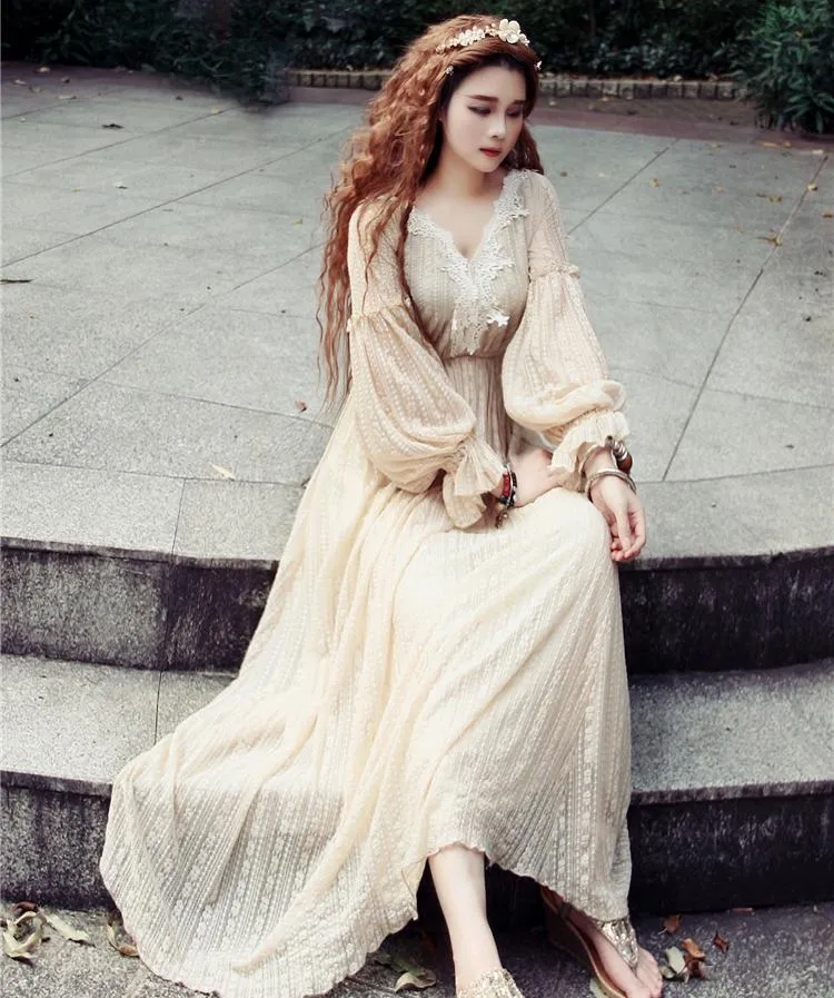 Dreamy Softcore V Neck Lace Dress