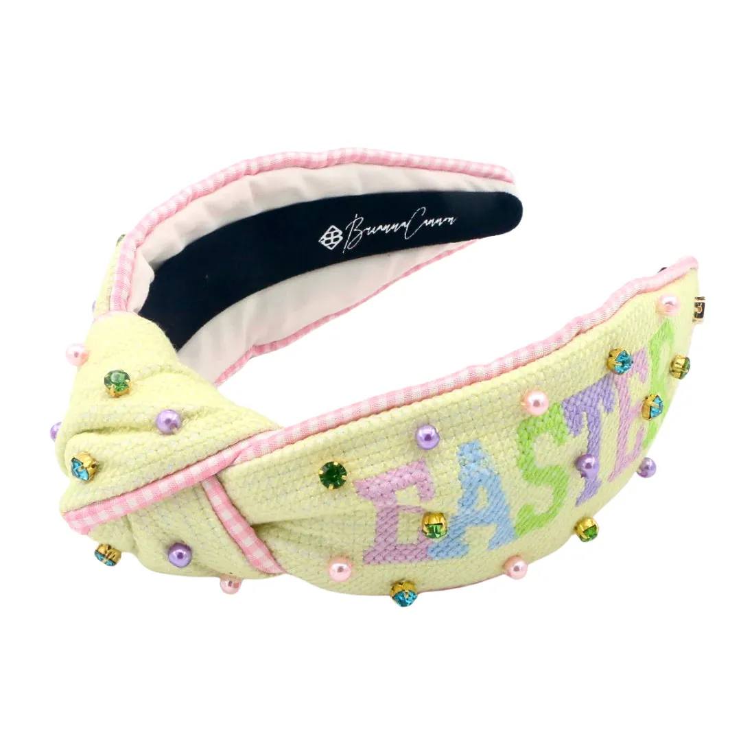 EASTER Yellow Cross Stitch Headband