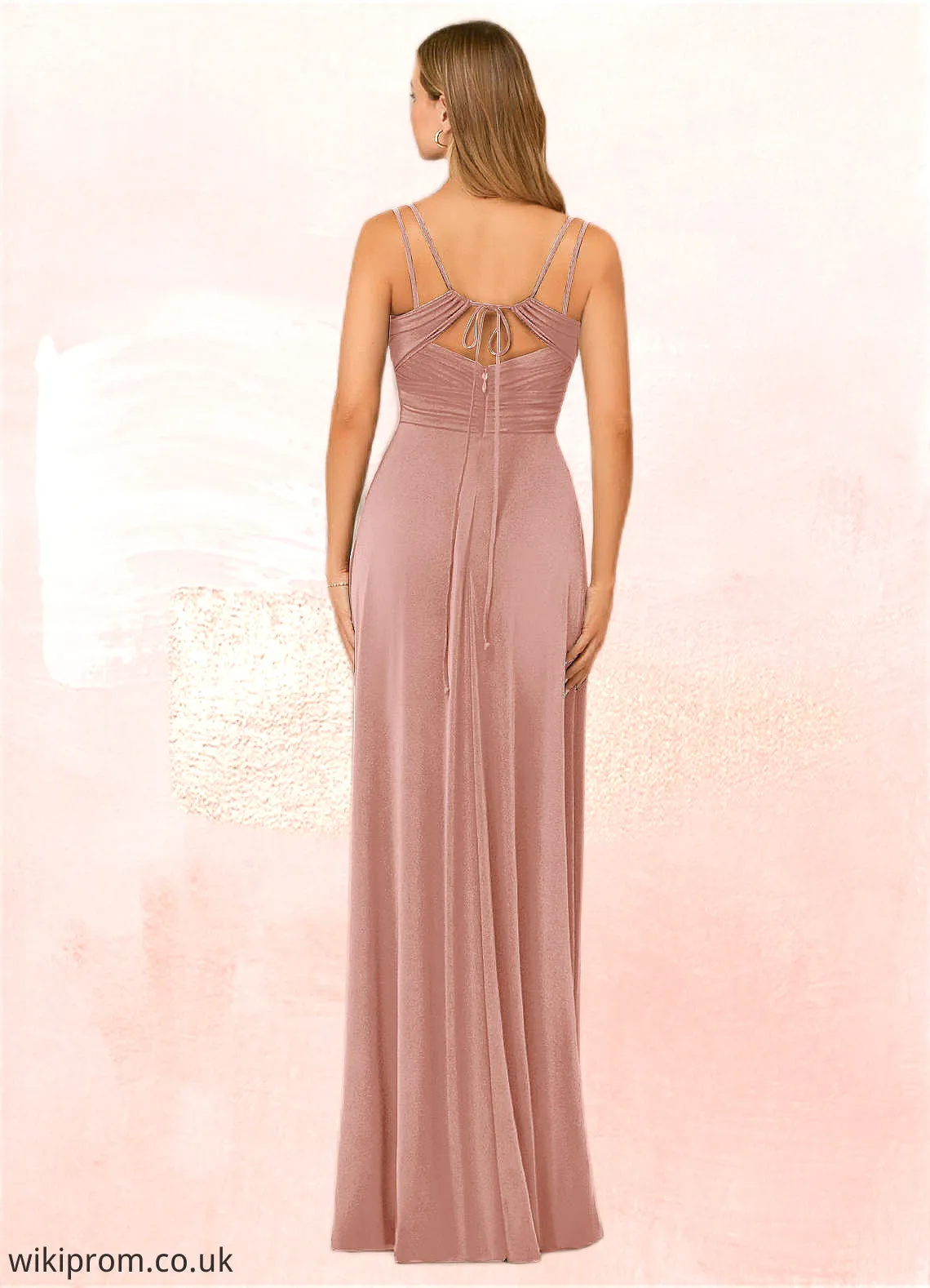 Elianna A-Line Pleated Luxe Knit Floor-Length Dress SWKP0019809