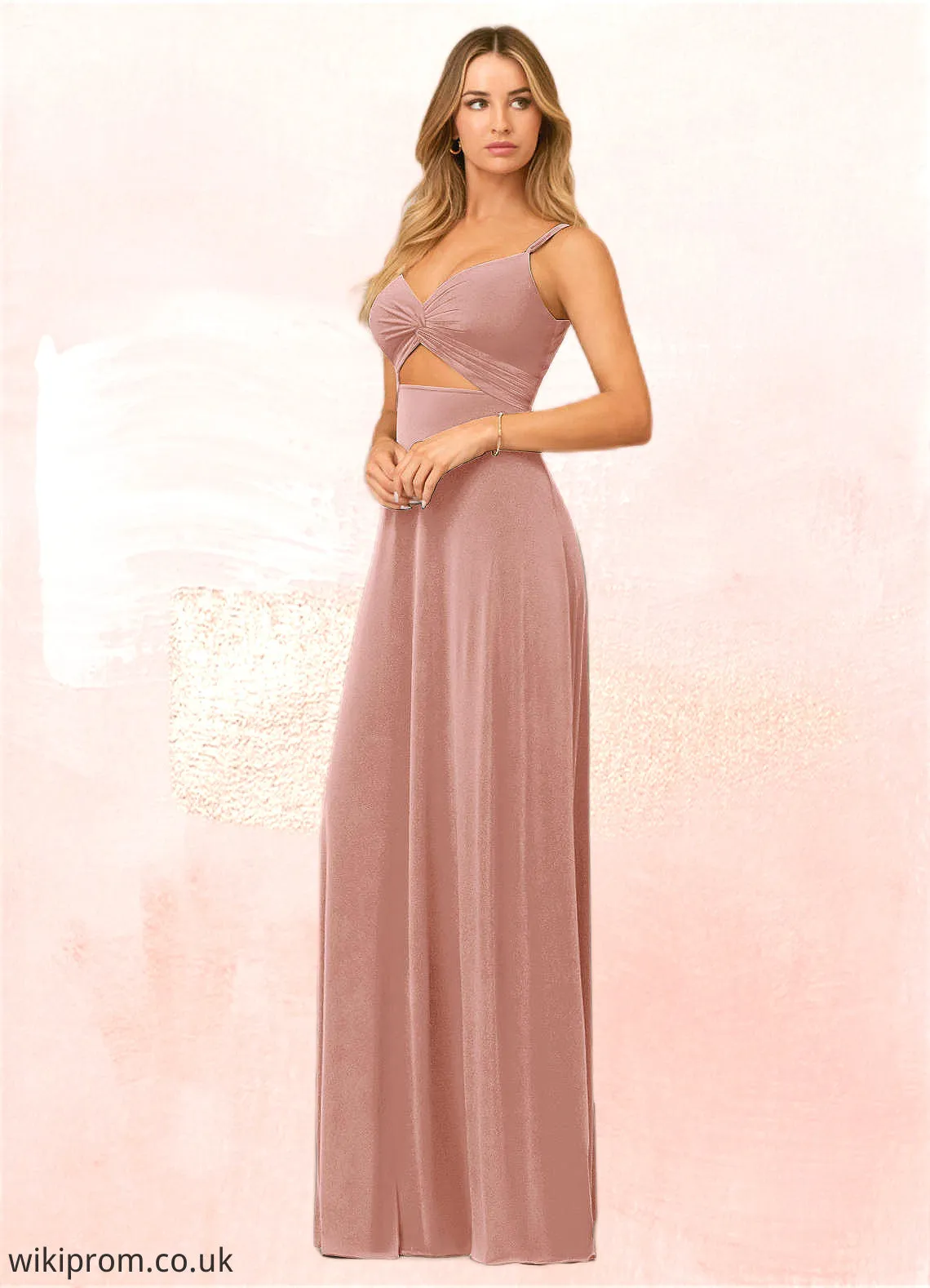 Elianna A-Line Pleated Luxe Knit Floor-Length Dress SWKP0019809