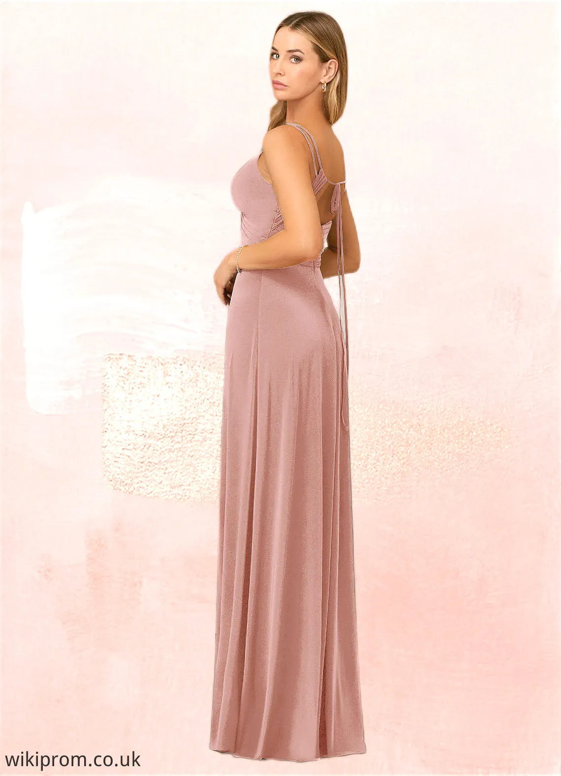 Elianna A-Line Pleated Luxe Knit Floor-Length Dress SWKP0019809