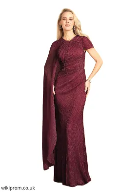 Elianna Mermaid Ruffle Cape Metallic Mesh Floor-Length Dress SWKP0022687