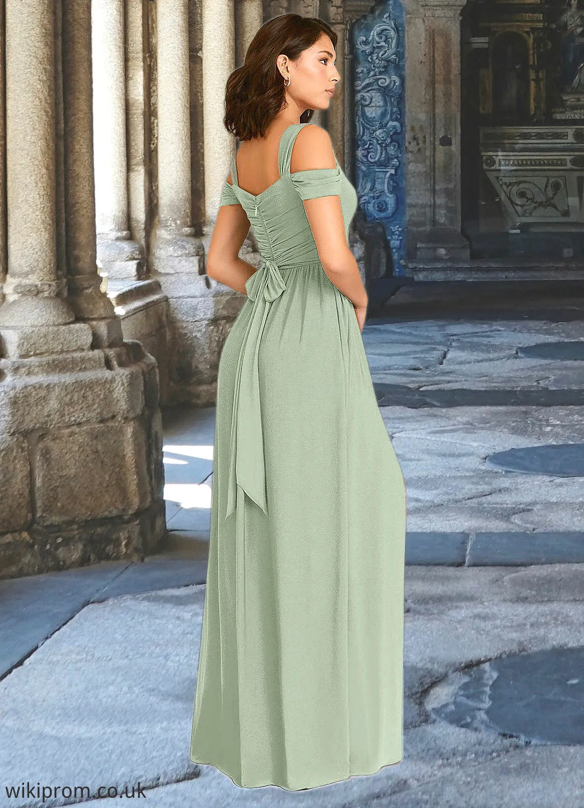 Elise A-Line Pleated Luxe Knit Floor-Length Dress Agave SWKP0022742