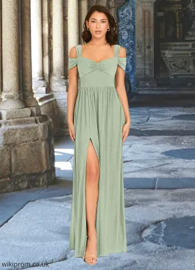Elise A-Line Pleated Luxe Knit Floor-Length Dress Agave SWKP0022742