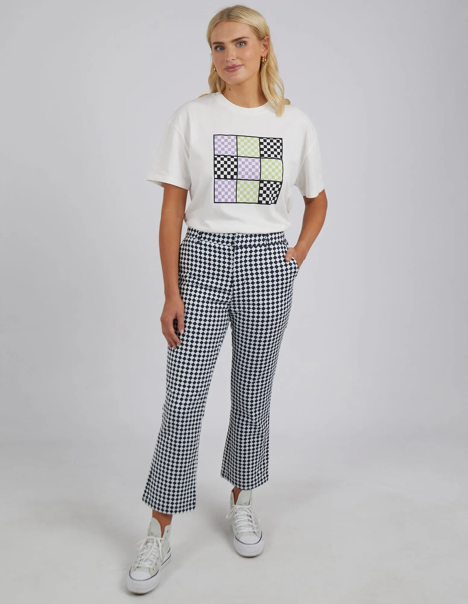 Elm Zest Pant 8128073 - Navy Checkerboard