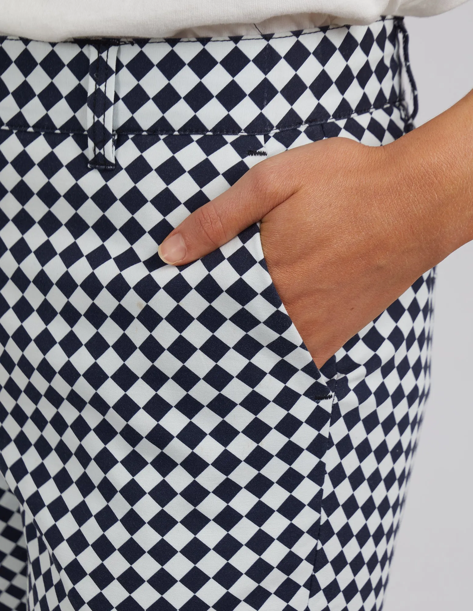 Elm Zest Pant 8128073 - Navy Checkerboard