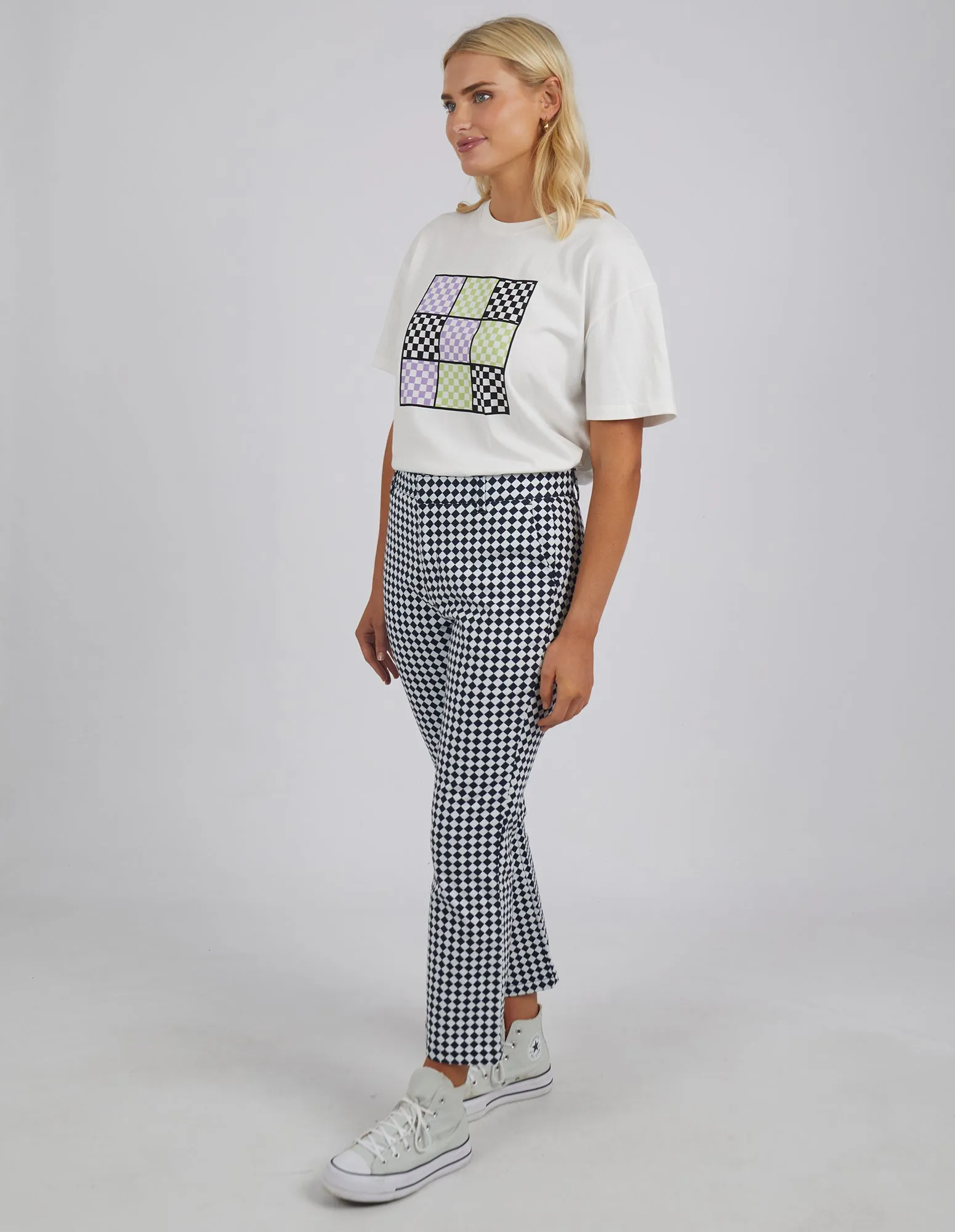 Elm Zest Pant 8128073 - Navy Checkerboard