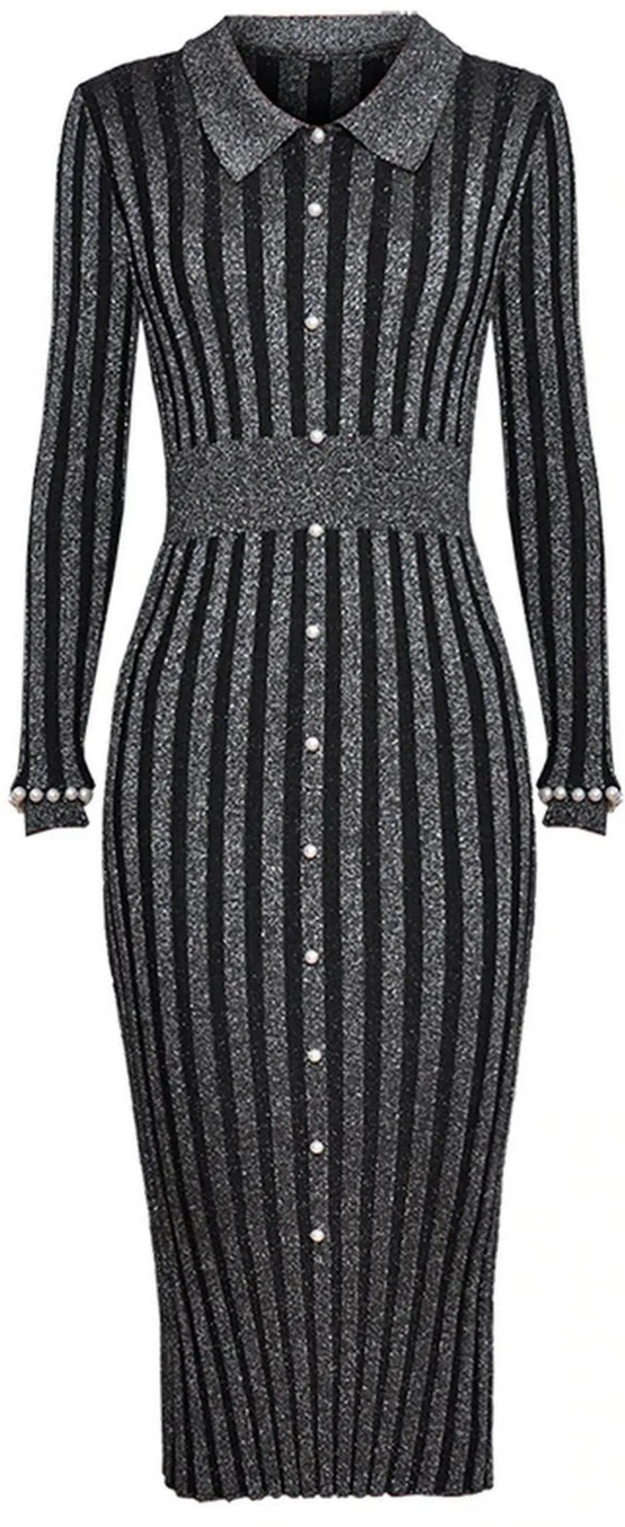 Embellished Paneled Knit Dress