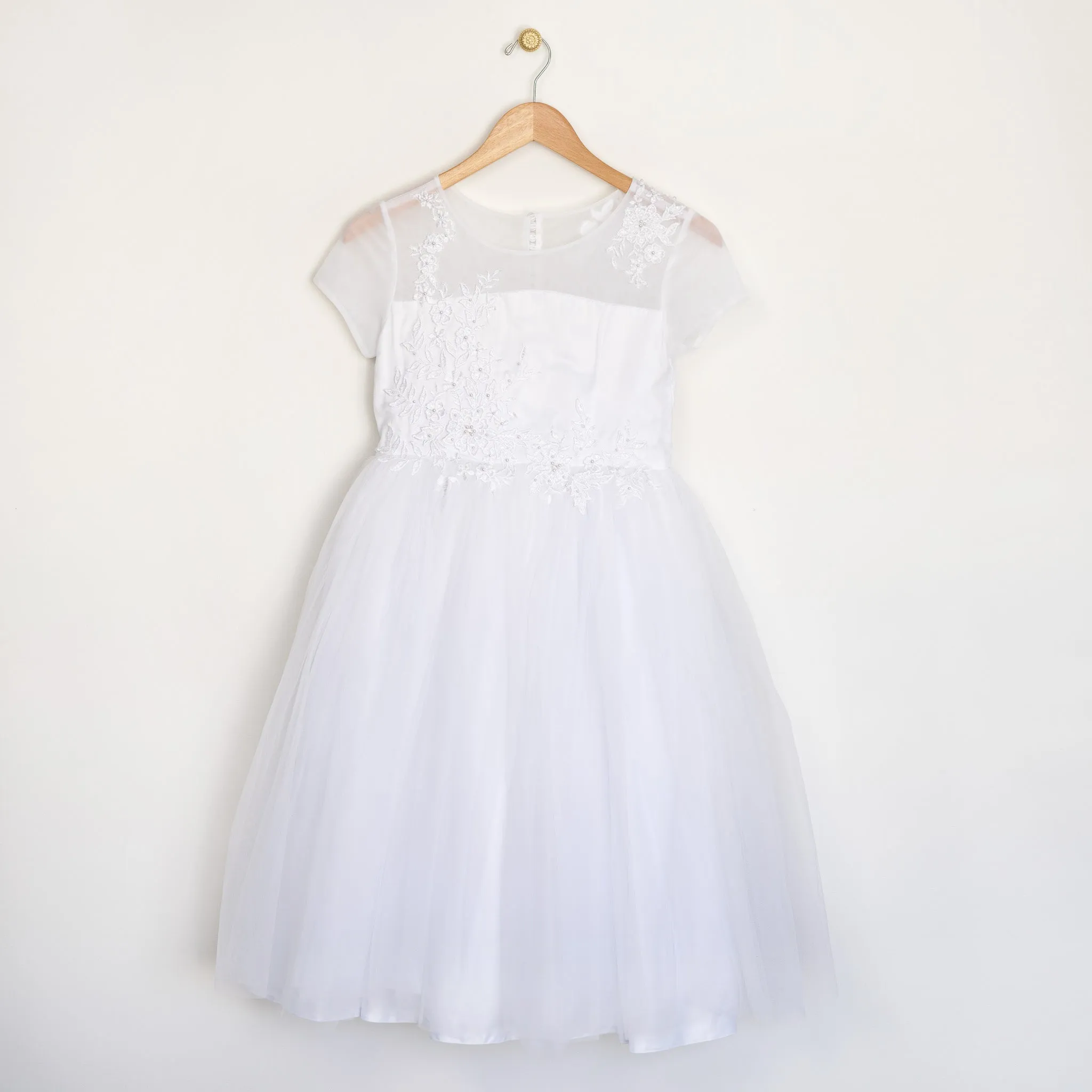 Embroidered Pearl on Tulle Plus Size Dress