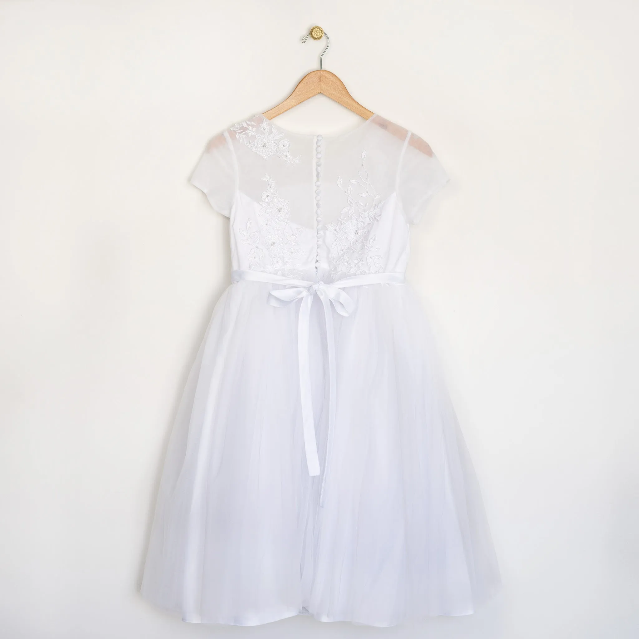 Embroidered Pearl on Tulle Plus Size Dress