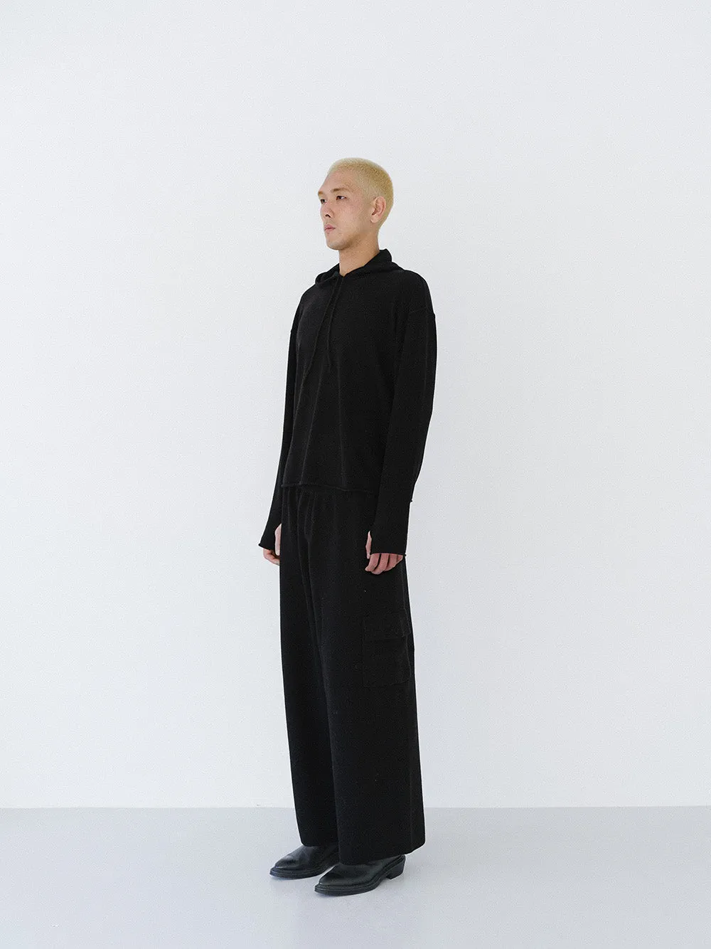 (EQUILIBRIUM) (UNISEX) ETHAN CASHMERE WOOL HOODIE KNIT (CHARCOAL)