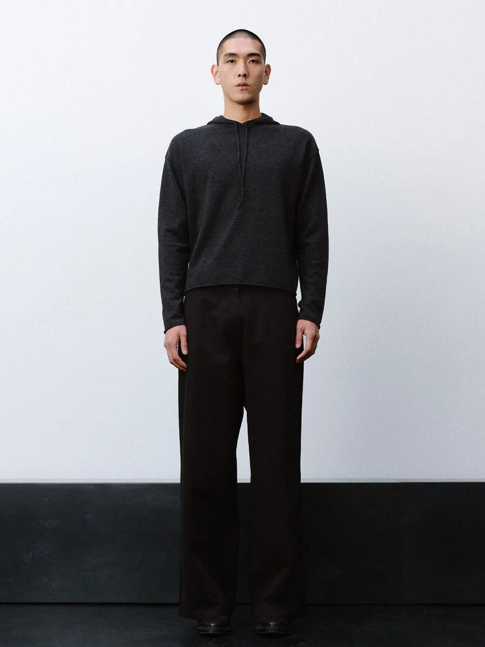 (EQUILIBRIUM) (UNISEX) ETHAN CASHMERE WOOL HOODIE KNIT (CHARCOAL)