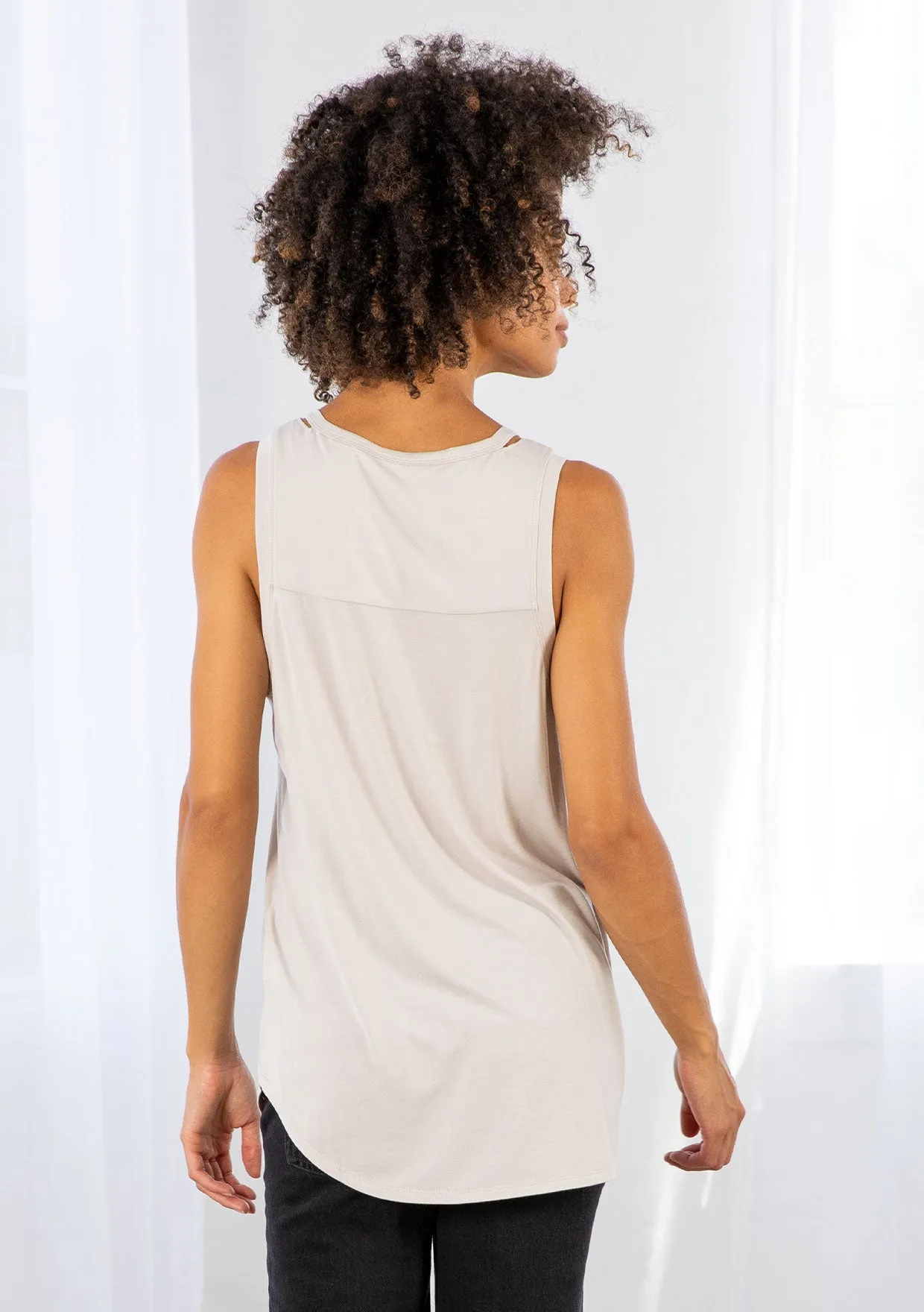 Essential V Neck Shoulder Cut Out Tank Top