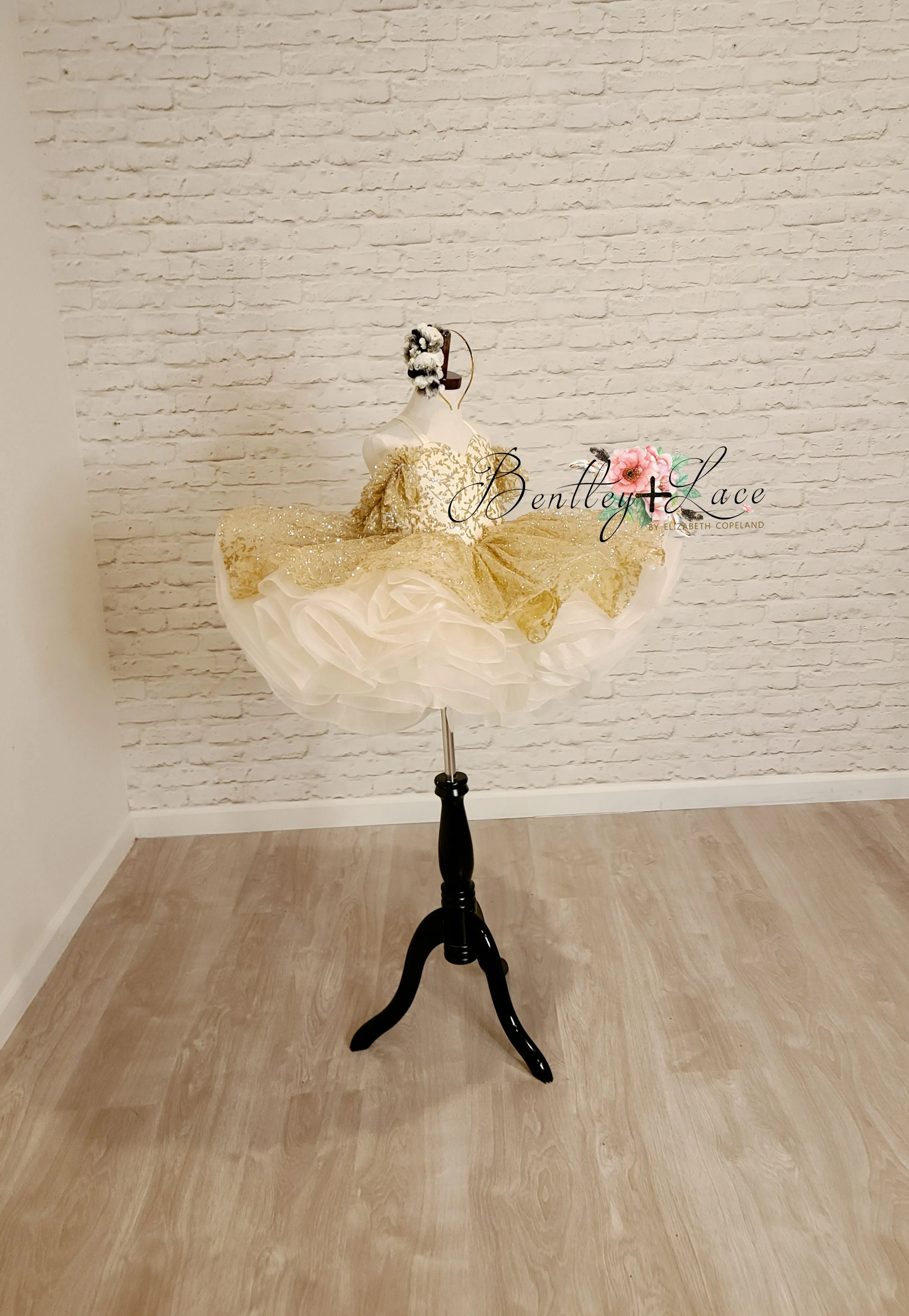 Euc "Glimmering" Gold Leaf- Petal Length Dress (4 Year - Petite 5 Year)