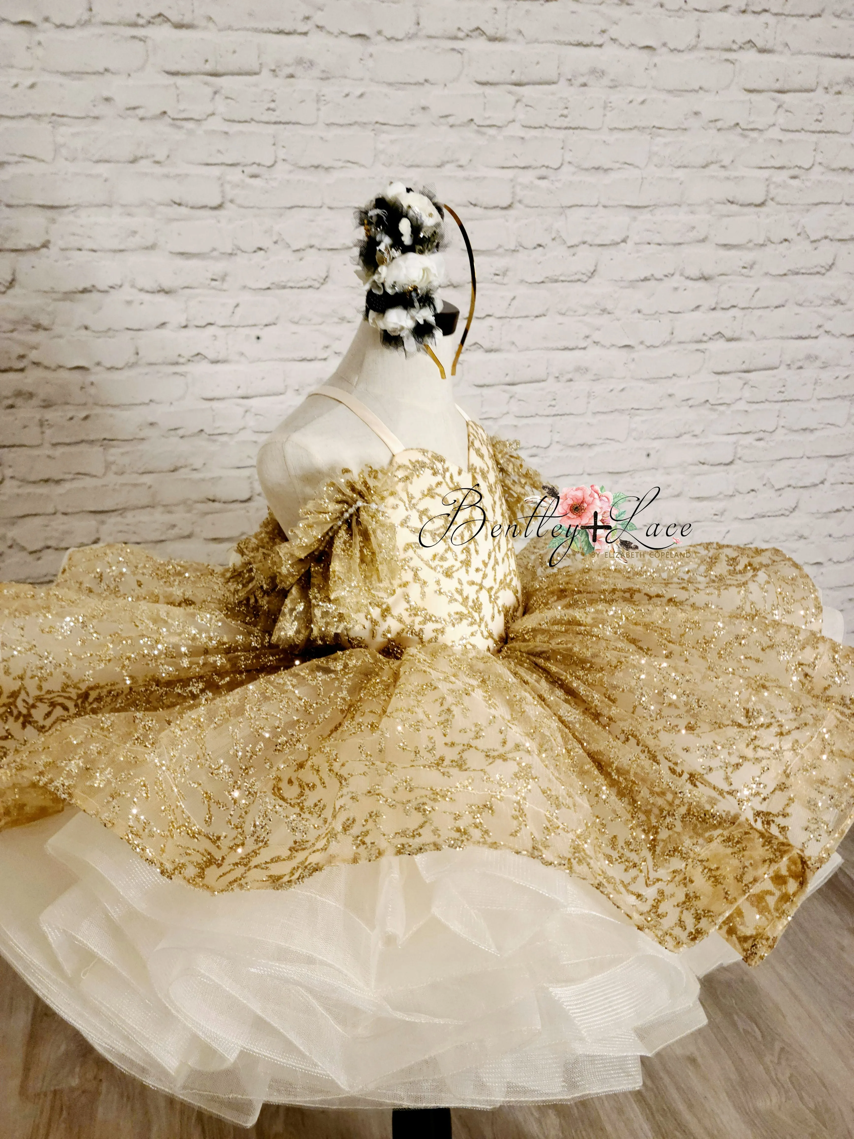 Euc "Glimmering" Gold Leaf- Petal Length Dress (4 Year - Petite 5 Year)