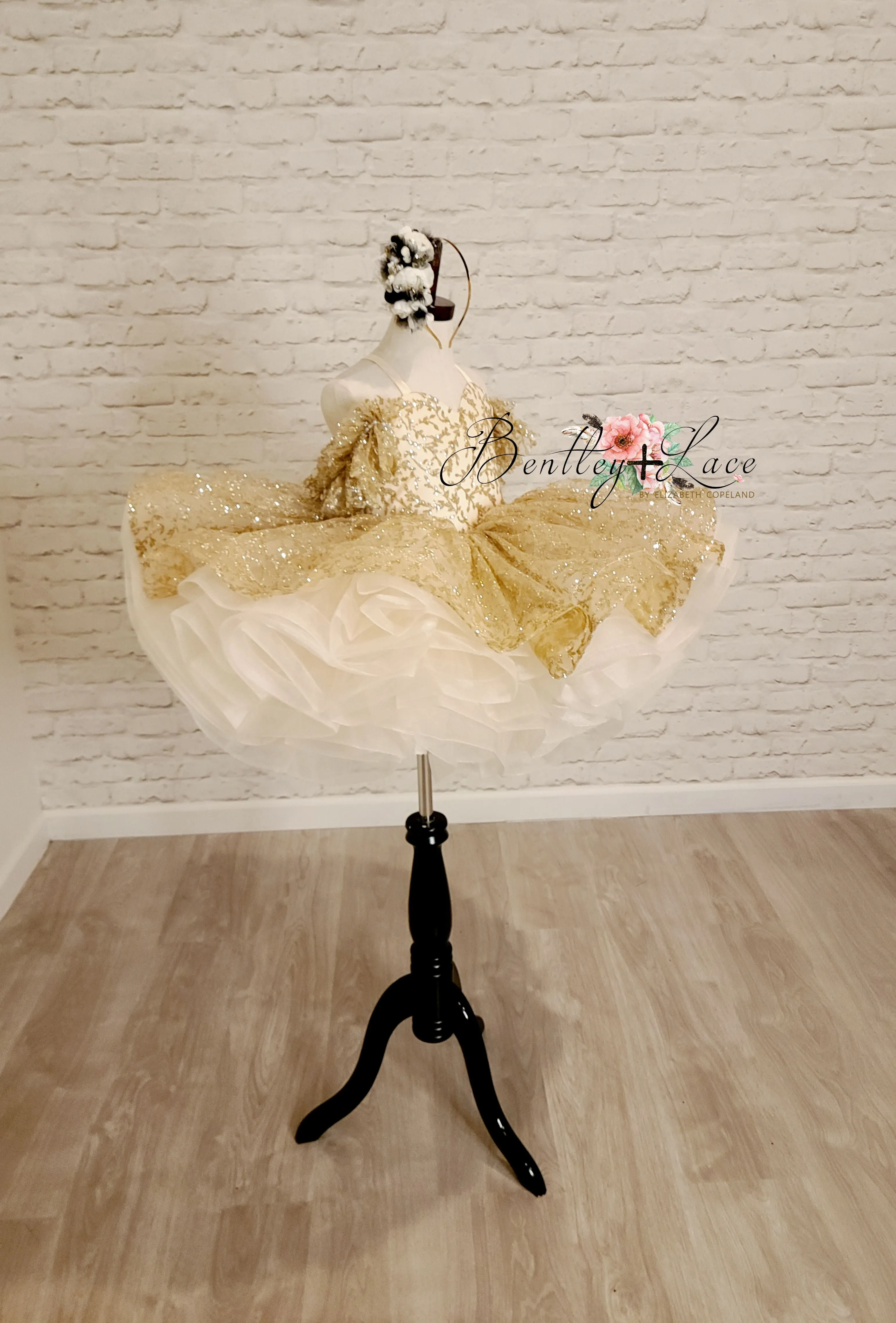 Euc "Glimmering" Gold Leaf- Petal Length Dress (4 Year - Petite 5 Year)