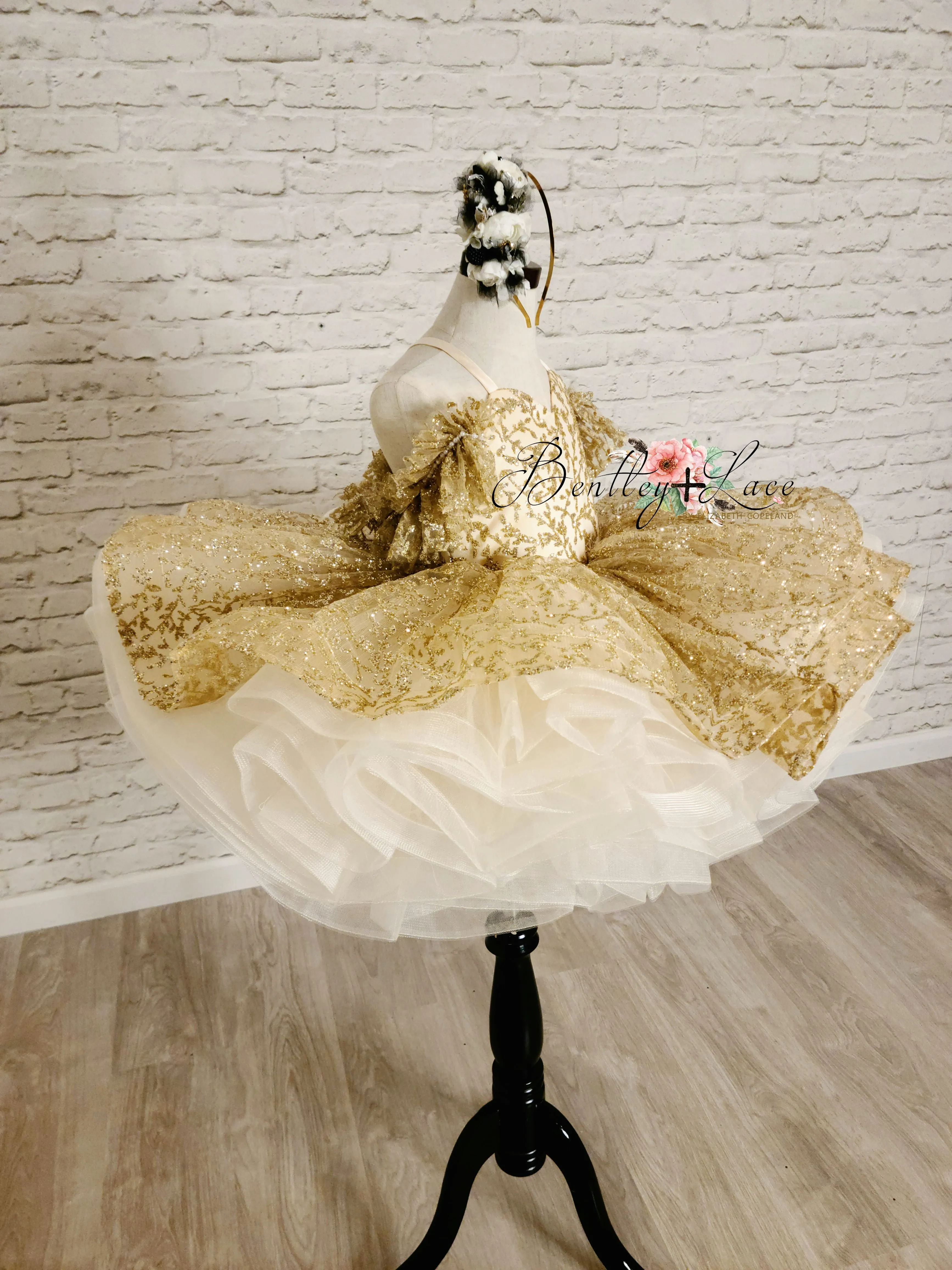 Euc "Glimmering" Gold Leaf- Petal Length Dress (4 Year - Petite 5 Year)