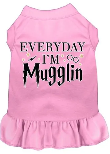 Everyday I'm Mugglin Screen Print Dog Dress in Many Colors
