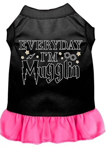 Everyday I'm Mugglin Screen Print Dog Dress in Many Colors