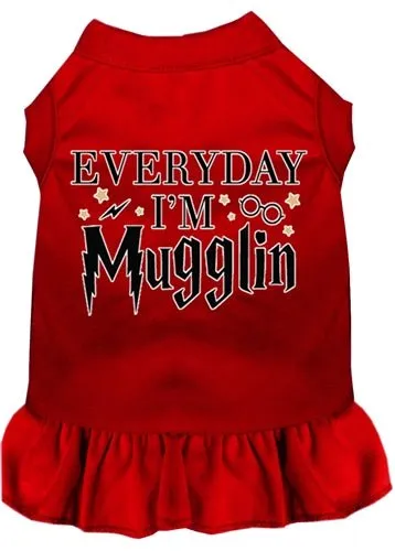 Everyday I'm Mugglin Screen Print Dog Dress in Many Colors