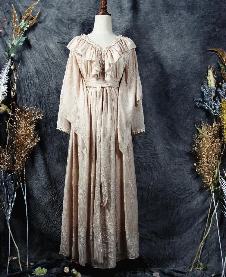 Fairycore V Neck Nymph Dress with Sash