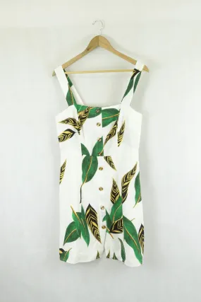 Farm Rio Patterned Green And Yellow Dress L
