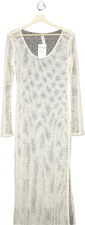 Fashion Nova White Mesh Maxi Dress UK S