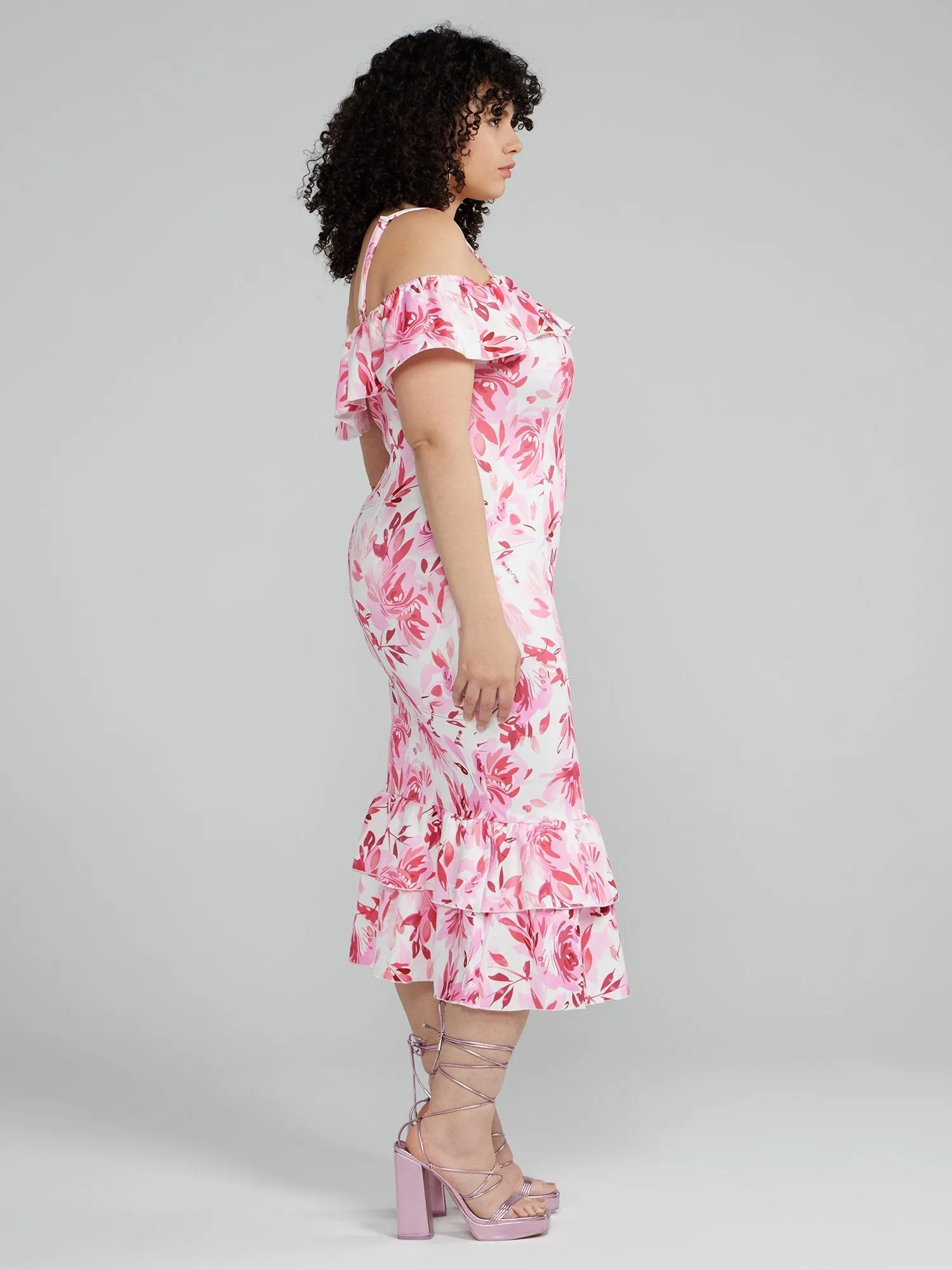 Fashion To Figure - Off Shoulder Floral Print Bodycon Dress