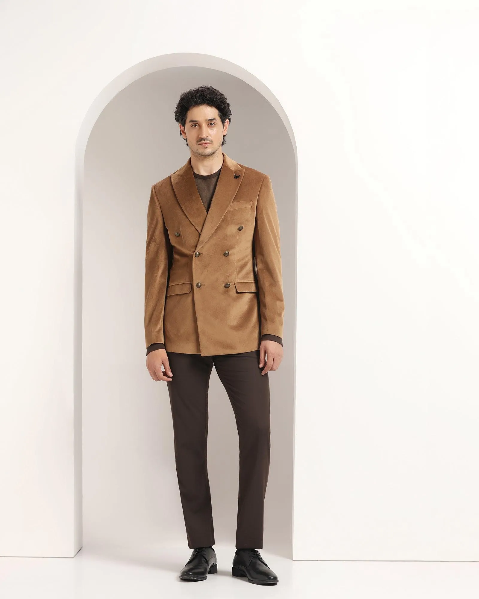 Formal Brown Solid Blazer - Jenkin